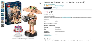 LEGO 76421 Harry Potter Dobby De Huis-elf voor €20,79 bij Amazon