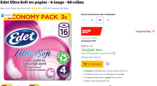 Edet Ultra Soft 4-laags Toiletpapier – 48 Rollen voor €21,96 bij Bol.com