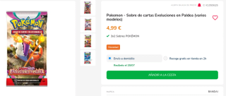 3x2 Pokemon Sobre de cartas Evoluciones en Paldea