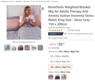 Catch Brentfords weighted blanket for adults at Amazon for £22.99
