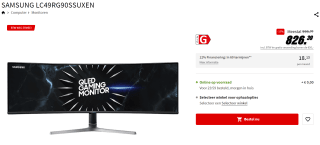 SAMSUNG LC49RG90SSUXEN 49 inch Ultra wide QLED monitor voor €826,39 bij de Mediamarkt