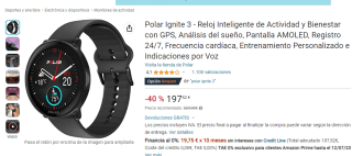 Reloj inteligente Polar Ignite 3 por 197,52€