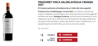 6 Botellas de Pradorey Finca Valdelayegua Crianza 2021 por 47€