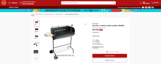 Parrilla a carbón Beef Maker BM400 de medio tambor por $39.990