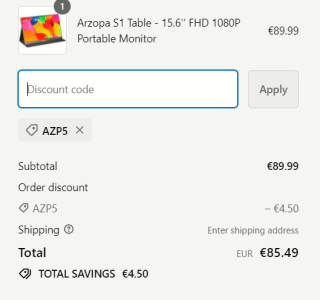 Draagbare Monitor, ARZOPA 15.6 Inch voor €85,49 dmv code bij Arzopa