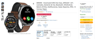 BINDEN - Smartwatch ERA One Class por $1047 en Amazon