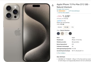 Apple iPhone 15 Pro Max, 512GB Naturel Titanium voor €1229 bij Amazon