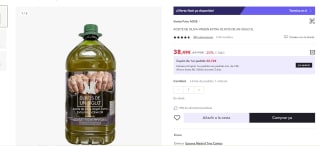 5 litros Aceite de Oliva Virgen Extra Olivos de un Siglo por 38,49€ (cuenta nueva por 26.49€)