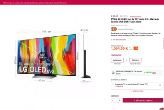 TV LG OLED evo de 65" C3 con barra de sonido por 1.594€