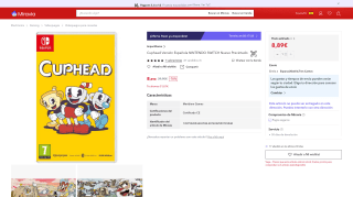 Cuphead Versión Española NINTENDO SWITCH por 8,89€