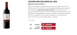 6 Botellas de Legaris Edición Especial 2022 por 33.5€