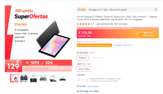 Tableta CHUWI HiPad X, 4G, 6+128GB por 129€