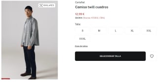 Camisa twill cuadros para Hombre Cortefiel por 12.99€