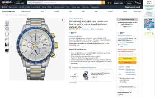 Reloj Citizen analógico hombre AN3686 53A acero inoxidable por 119,95€