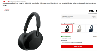 Auriculares inalámbricos Sony WH-1000XM5 desde APP por 274,55€