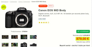 Canon EOS 90D Body voor €879 bij Proshop