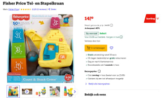 Fisher Price Tel- en Stapelkraan voor €14,99 bij Bol