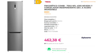 Frigorifico Combi Libre Instalación - Teka NFL430S, Inox, 2.01m por 462.38€