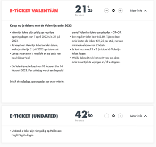 1+1 gratis op Tickets Walibi Holland tijdens Valentijn