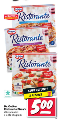 3 Dr Oetker Restorante pizza's voor €5 bij de Nettorama