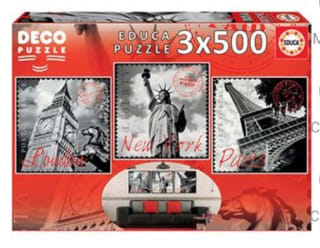Puzzle Educa Grandes ciudades ´Deco Puzzle´ 3x500 piezas por 9,50€.