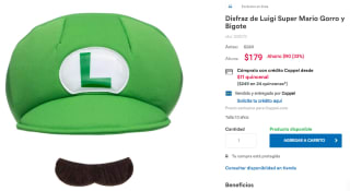 Luigi Super Mario Gorro y Bigote a $179 en Coppel