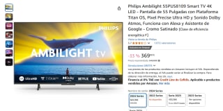 TV 55" Philips Ambilight 55PUS8109 Smart TV 4K LED por 369,99€