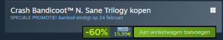 Crash Bandicoot N. Sane Trilogy voor €15,99 via Steam