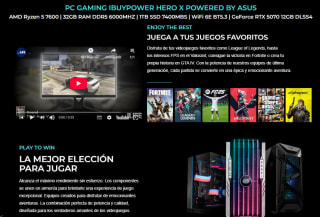 PC Gaming iBUYPOWER PBA Hero X con Ryzen 5 7600 de 32GB RAM DDR5 1TB SSD 7400MBS GeForce RTX 5070 12GB GDDR7 por 1.399€