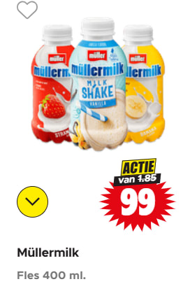 Alle smaken Muller milk voor €0,99 bij Dirk