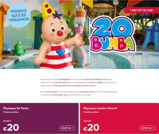 Tickets voor Plopsaqua De Panne/Landen-Hannuit voor €20 per persoon