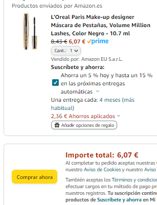 L'Oreal Paris Make-up designer Máscara de Pestañas por 6,07€