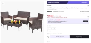 Conjunto muebles terraza sillones, sofá y mesa ratán por 128,88 (116€ cuenta nueva)