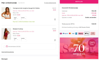 -70% + -20% extra korting op de sale bij Hunkemöller