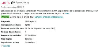 3 GARNIER DELIAL Bruma Facial Solar Muy Alta Protección FPS50+ Pieles Sensibles Hidrata y Fija El Maquillaje 75 ml por 11,82€