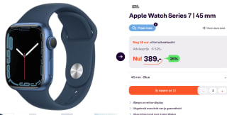 Apple Watch Series 7 45mm Blauw Aluminium Blauwe Sportband voor €389 bij Ibood