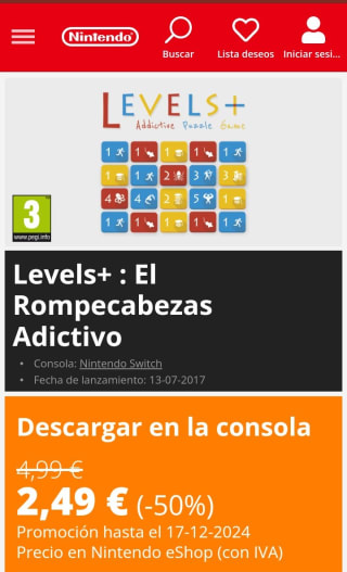 Level+ : El Rompecabezas Adictivo Nintendo Switch por 2,49€.