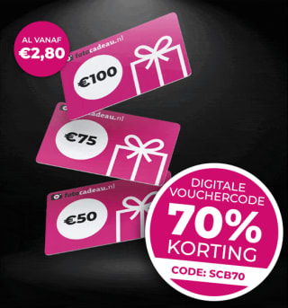 Digitale cadeaubonnen met 70% korting (bijv. €50 cadeaubon voor €15) bij Fotocadeau (Nu ook in combinatie te gebruiken met andere kortingcodes,)