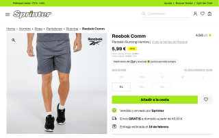 Reebok Comm Pantalón Running Hombre por 5,99€