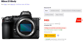 Nikon Z 5 full-frame spiegelloze camera voor €942 bij bol.com