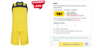 Camiseta + Pantalon de Basket de Hombre ASICS Lake por 10.19€