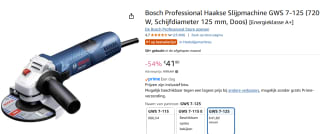 Bosch Professional GWS 7-125 0601388108 Haakse slijper voor €41,80 bij Amazon