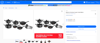 Batería Tefal Super Cook Black de12 piezas por $74.990