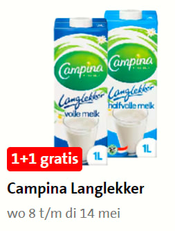 Alle Campina Lang Lekker 1+1 gratis bij de Jumbo