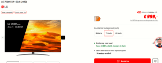 LG 75QNED916QA - 75 inch - 4K QNED MiniLED - 2022 voor €999 bij de MediaMarkt