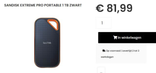 Sandisk Extreme Pro draagbare SSD V2 1TB Zwart voor €81,99 bij Caps