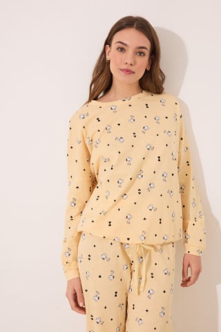 Pijama Snoopy Womensecret 100% algodón largo amarillo a solo 14,99€