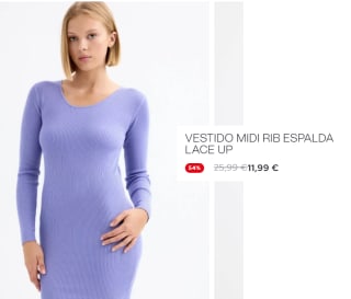 Vestido Midi Rib Espalda Lace Up por 11.99€