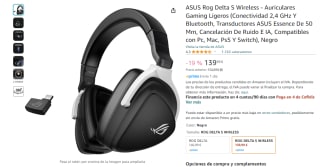 ASUS Rog Delta S Wireless Auriculares Gaming Ligeros por 139,99€