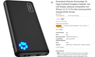 INIU Power Bank, 10000mAh USB-C 2022 Versie voor €9,50 bij Amazon